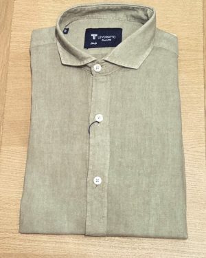 Chemise 100% Lin kaki clair